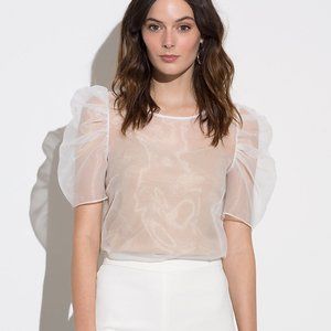 Amanda Uprichard Organza Puff Sleeve Clear…